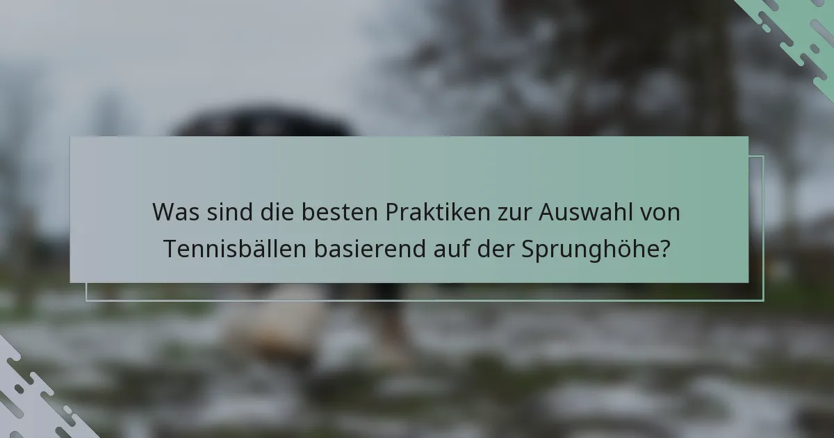 Was sind die besten Praktiken zur Auswahl von Tennisbällen basierend auf der Sprunghöhe?