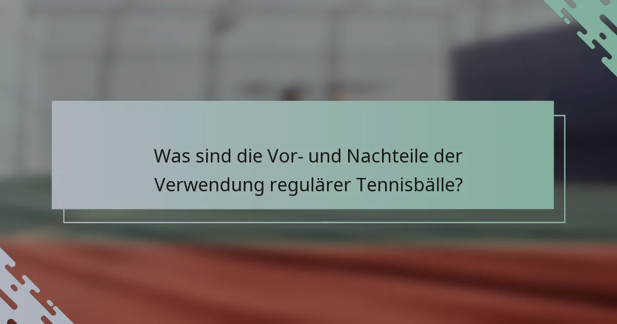 Was sind die Vor- und Nachteile der Verwendung regulärer Tennisbälle?
