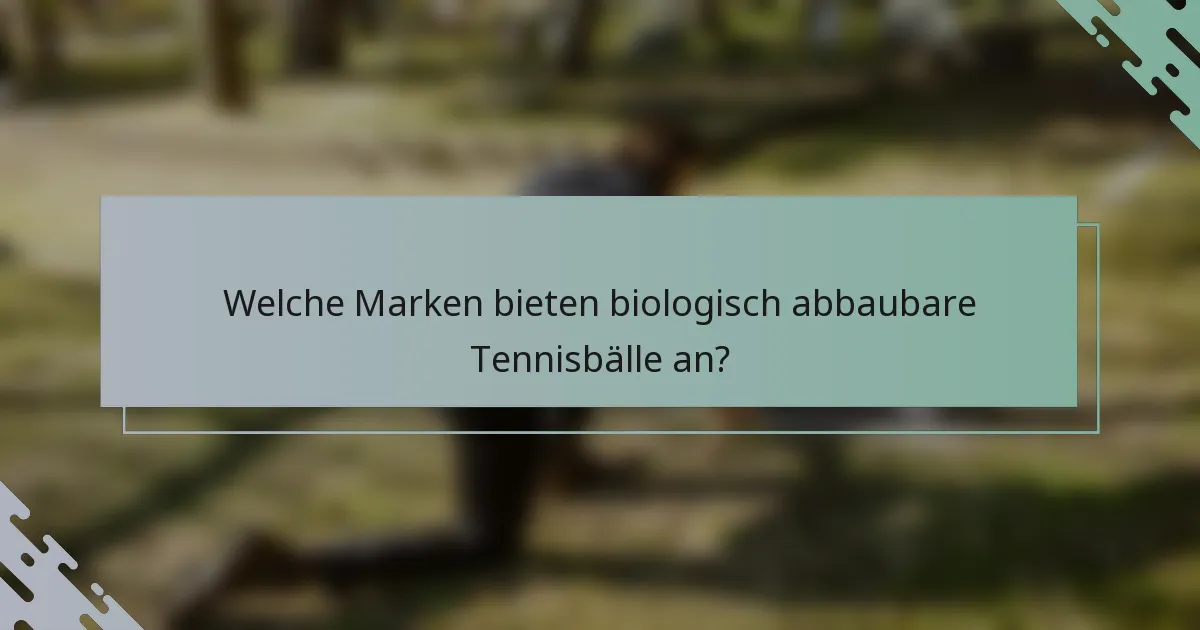 Welche Marken bieten biologisch abbaubare Tennisbälle an?