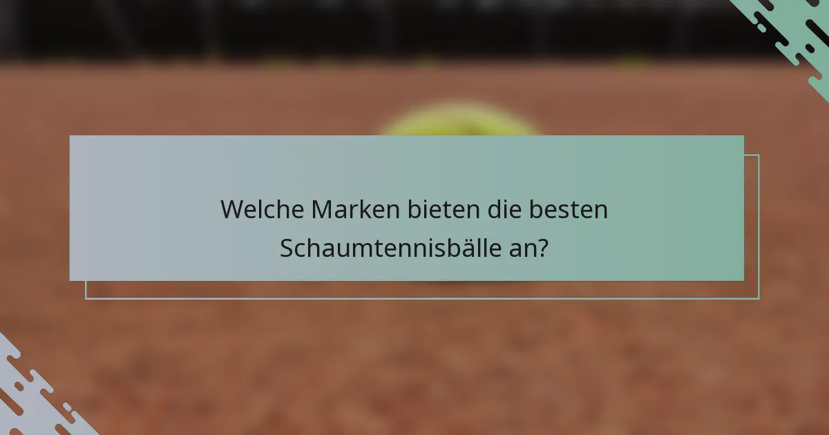 Welche Marken bieten die besten Schaumtennisbälle an?
