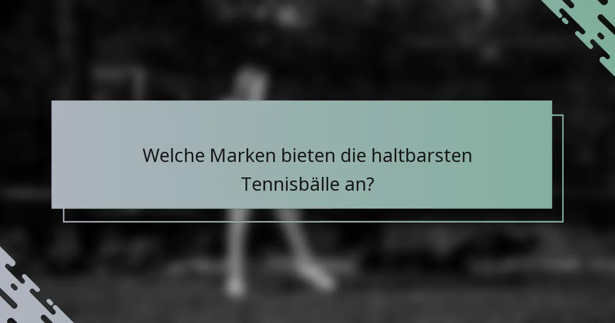 Welche Marken bieten die haltbarsten Tennisbälle an?