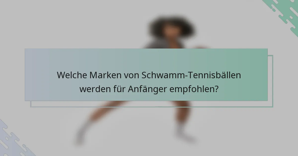 Welche Marken von Schwamm-Tennisbällen werden für Anfänger empfohlen?