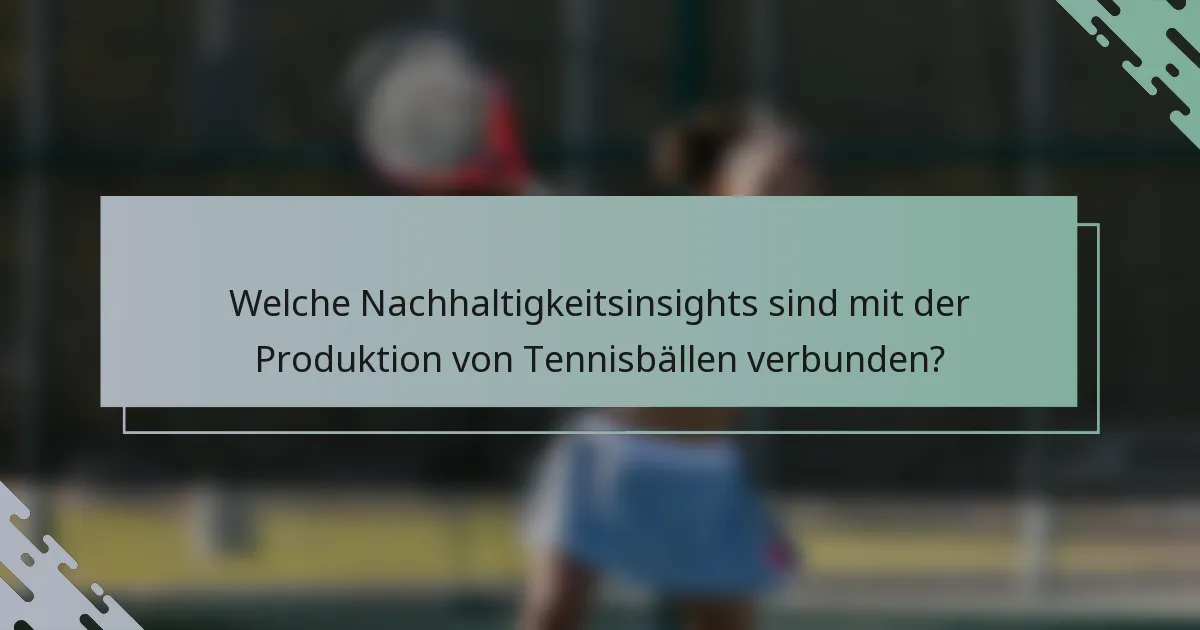 Welche Nachhaltigkeitsinsights sind mit der Produktion von Tennisbällen verbunden?
