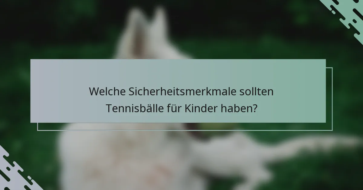 Welche Sicherheitsmerkmale sollten Tennisbälle für Kinder haben?