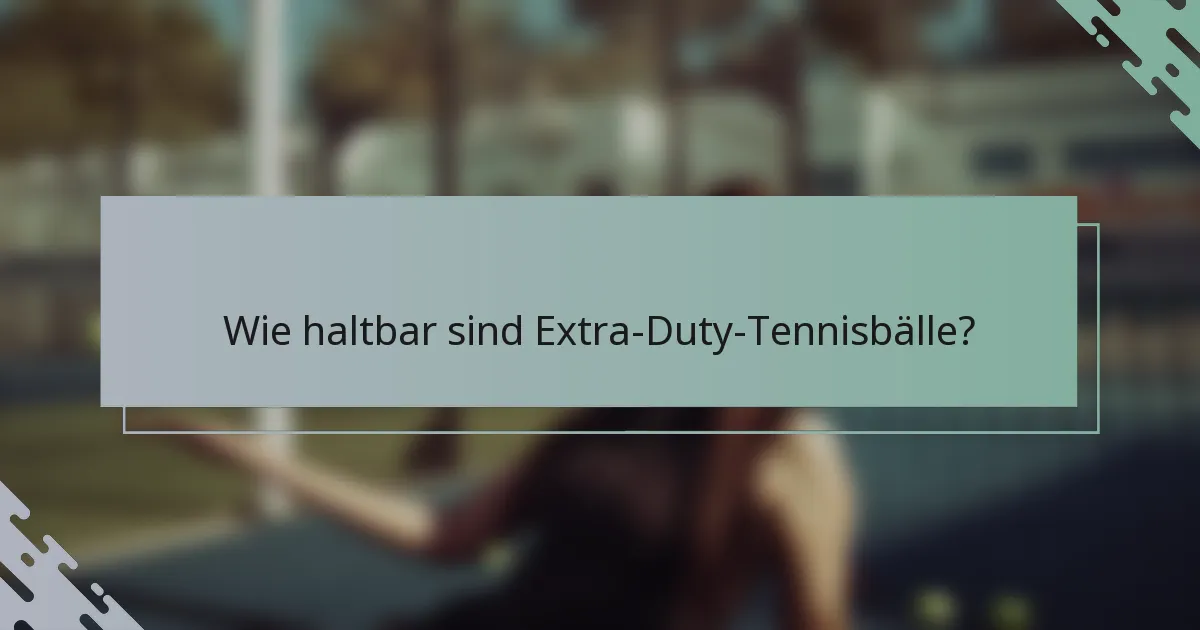 Wie haltbar sind Extra-Duty-Tennisbälle?