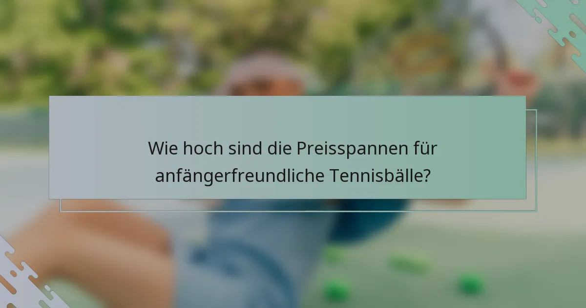 Wie hoch sind die Preisspannen für anfängerfreundliche Tennisbälle?