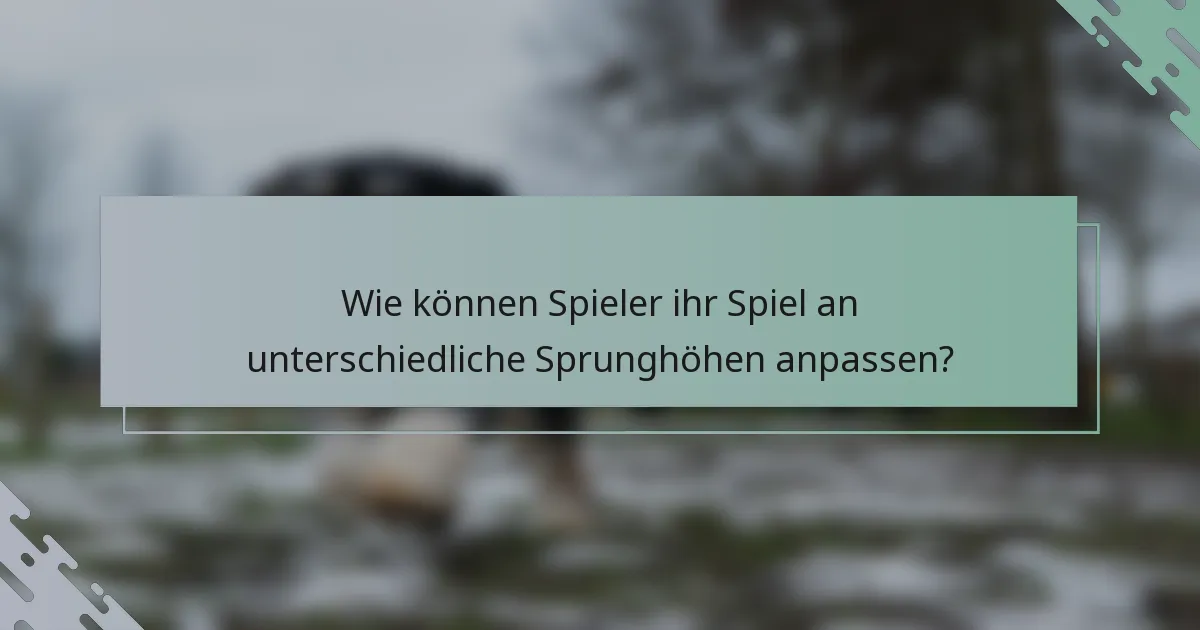 Wie können Spieler ihr Spiel an unterschiedliche Sprunghöhen anpassen?